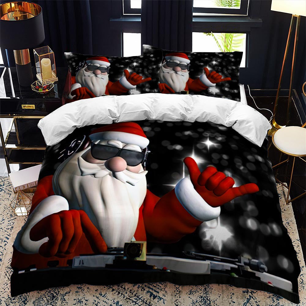 Christmas Bedding Set Santa Claus Cover Set Red Xmas Presents and Christmas Tree Printed Festival Quilt Cover