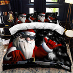 Christmas Bedding Set Santa Claus Cover Set Red Xmas Presents and Christmas Tree Printed Festival Quilt Cover