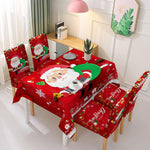 Christmas Waterproof Tablecloth and Stretchable Chair Covers Dust-Proof Family Party Table Decorations