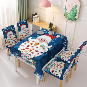 Christmas Waterproof Tablecloth and Stretchable Chair Covers Dust-Proof Family Party Table Decorations