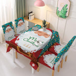 Christmas Waterproof Tablecloth and Stretchable Chair Covers Dust-Proof Family Party Table Decorations