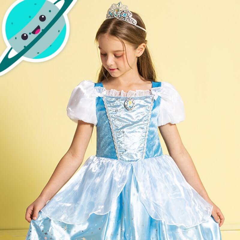 Girls Costume Dresses Birthday Party Outfit Princess Cosplay Role Pretend Knee-Length Dress