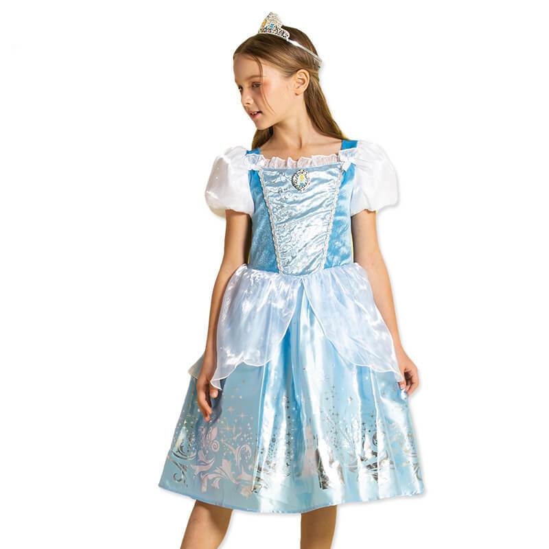 Girls Costume Dresses Birthday Party Outfit Princess Cosplay Role Pretend Knee-Length Dress