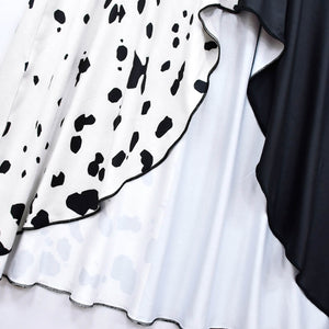 Kids Black/ White Costume Fashion Cruella De Vil Dress and Accessories Full Set for Grils Halloween Cosplay