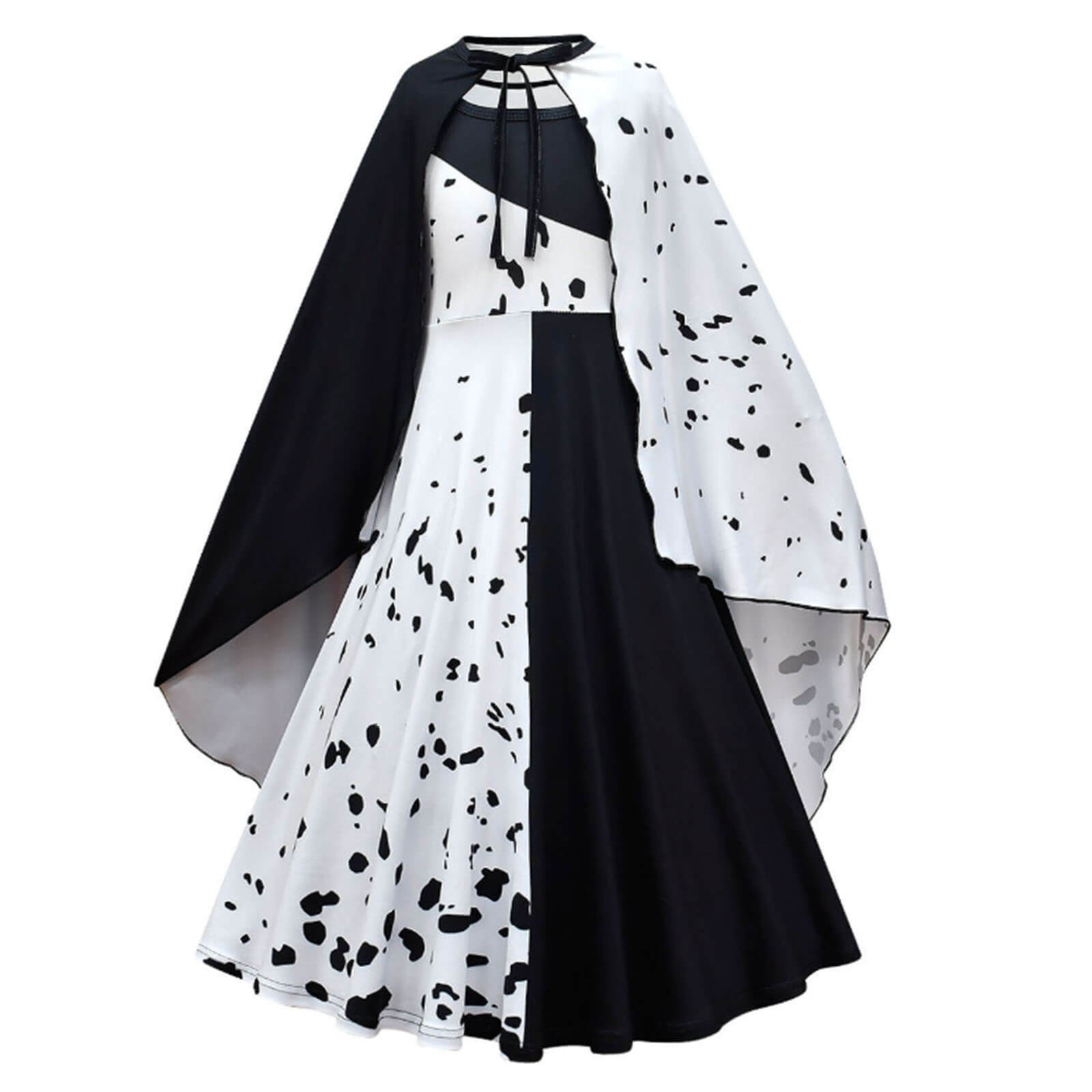 Kids Black/ White Costume Fashion Dress and Accessories Full Set Halloween Cosplay