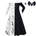 Kids Black and White Costume Cosplay Dress for Halloween Party Masquerade