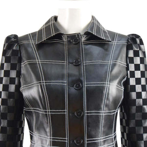 Fashion Black Costume Faux Leather Jacket and Skirt Halloween Cosplay Outfit