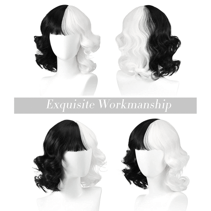 Black and White Wig for Halloween Cosplay