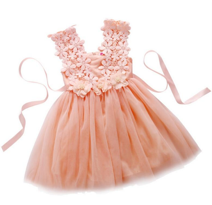 Toddler Girl Cute Party Dress Lace Flowers Dress For Little Princess 2-6 Years