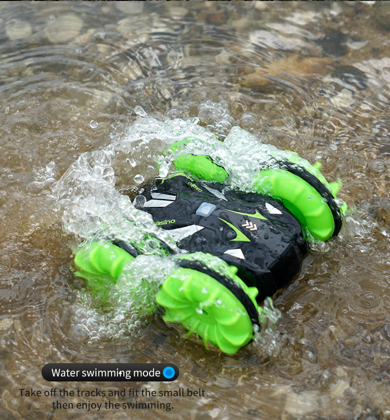 Upgrade Amphibious RC Car 2.4G Double Side Driving Waterproof Stunt Tank Remote Control Vehicle for Boys and Girls