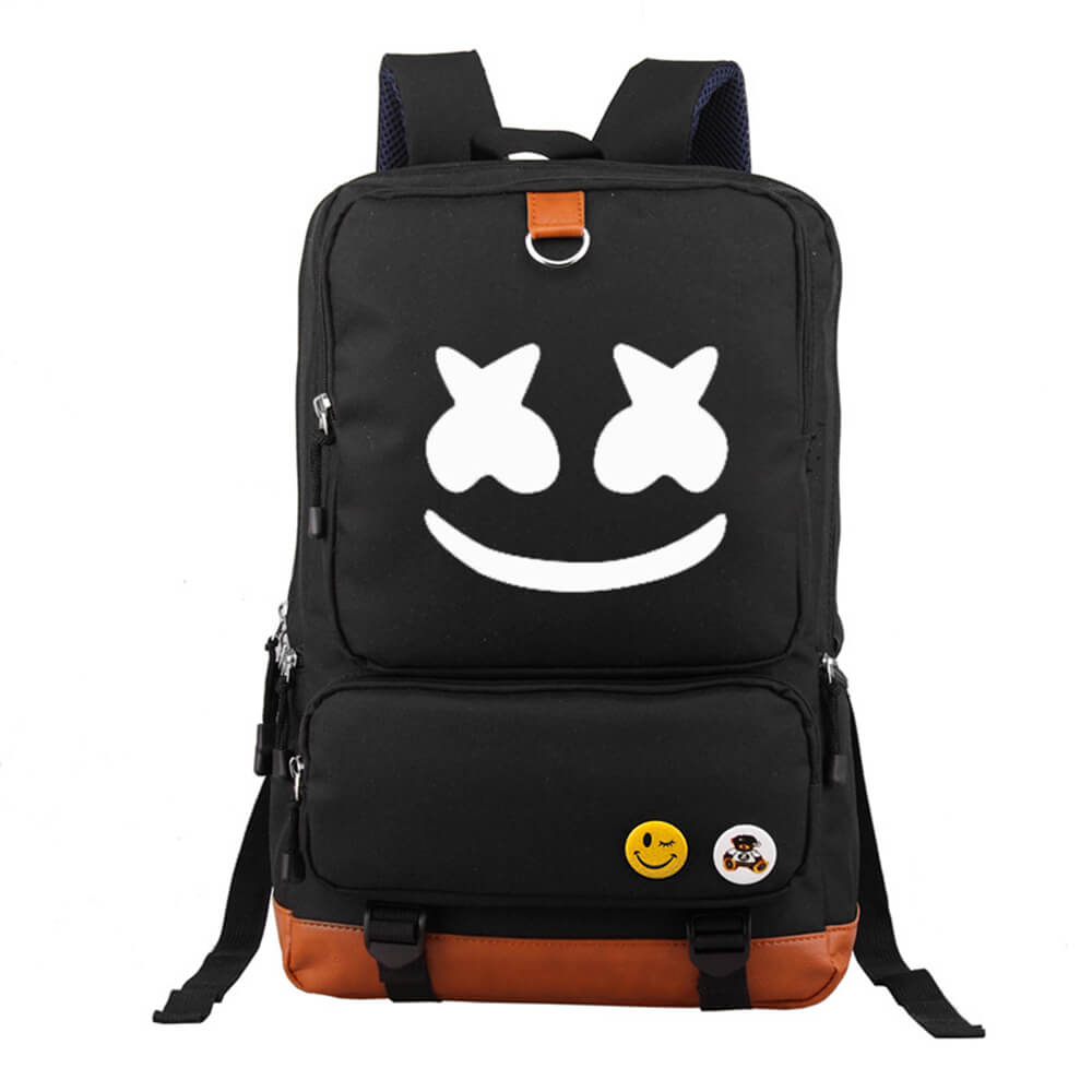 Large DJ Marshmallow Backpack Smiley Face Student Schoolbag Outdoors Hiking Camping Travel Bag