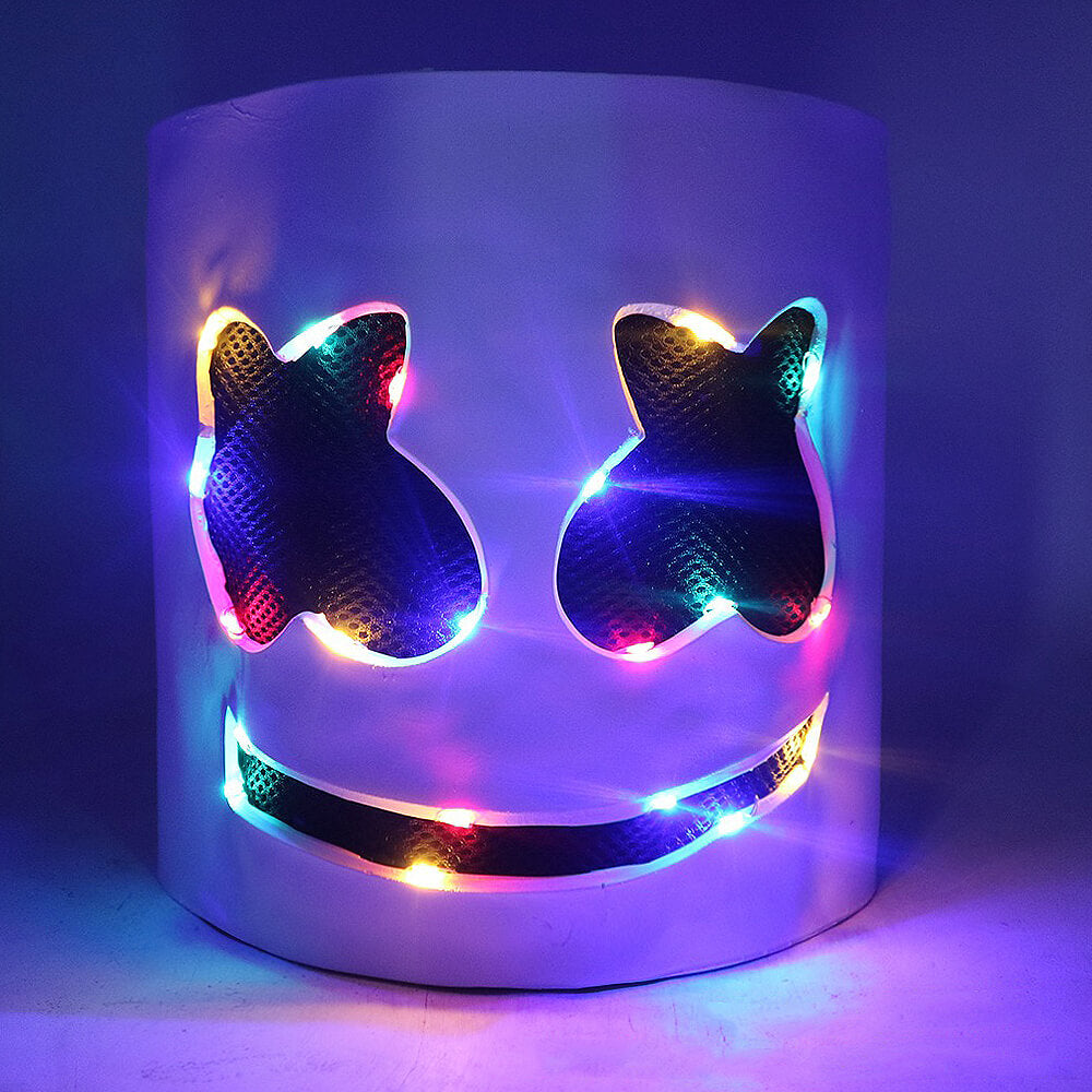 DJ Marshmallow Costume Light-up LED Helmet Halloween Marshmallow Cosplay Outfit DJ Sets