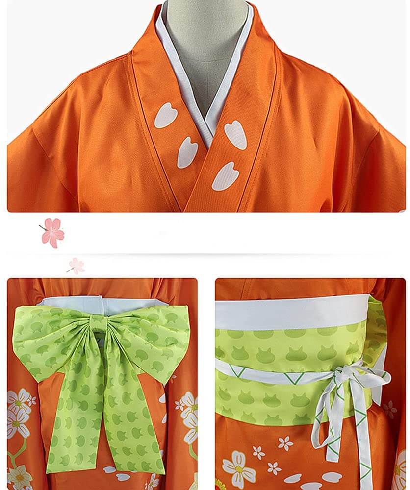 Adult Saionji Hiyoko Kimono Costume Set and Wig for Women Men Halloween Cosplay
