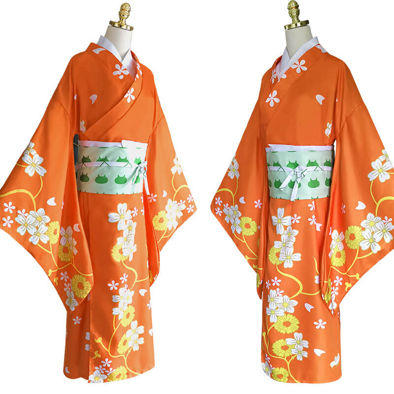 Adult Saionji Hiyoko Kimono Costume Set and Wig for Women Men Halloween Cosplay