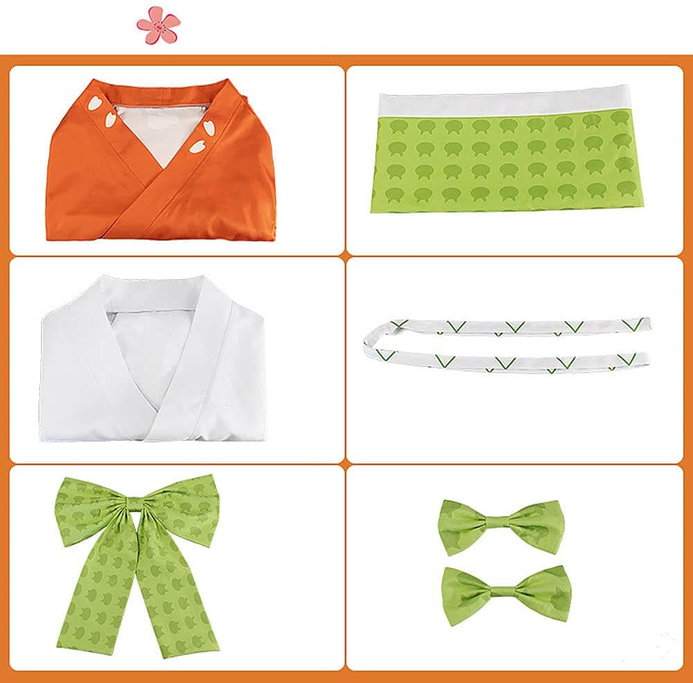 Adult Saionji Hiyoko Kimono Costume Set and Wig for Women Men Halloween Cosplay