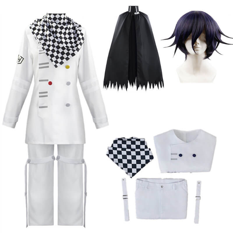 Anime Kokichi Oma Uniforms Scarf Cloak Wig Set Cosplay Costume for Adult