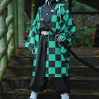 Tanjiro Costume Kids and Adult Halloween Tanjiro Cosplay Outfit Full Set Japaness Kimono