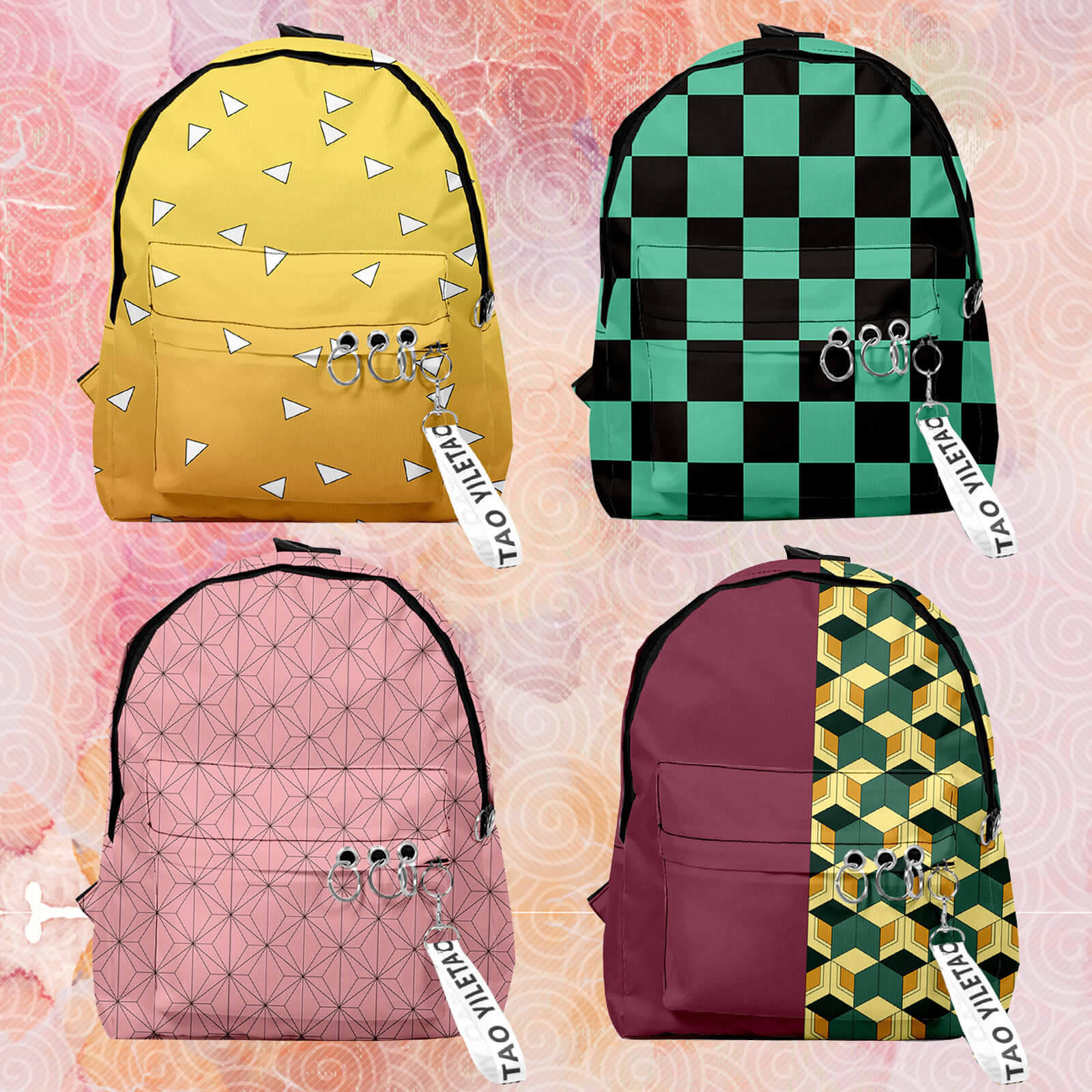 Japaness Anime Backpacks Nezuko Tanjiro Zenitsu Giyuu Backpack Travel Bags