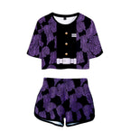 Kids Activewear Tanjiro Nezuko Running Suit Zenitsu Giyu Top and Shorts