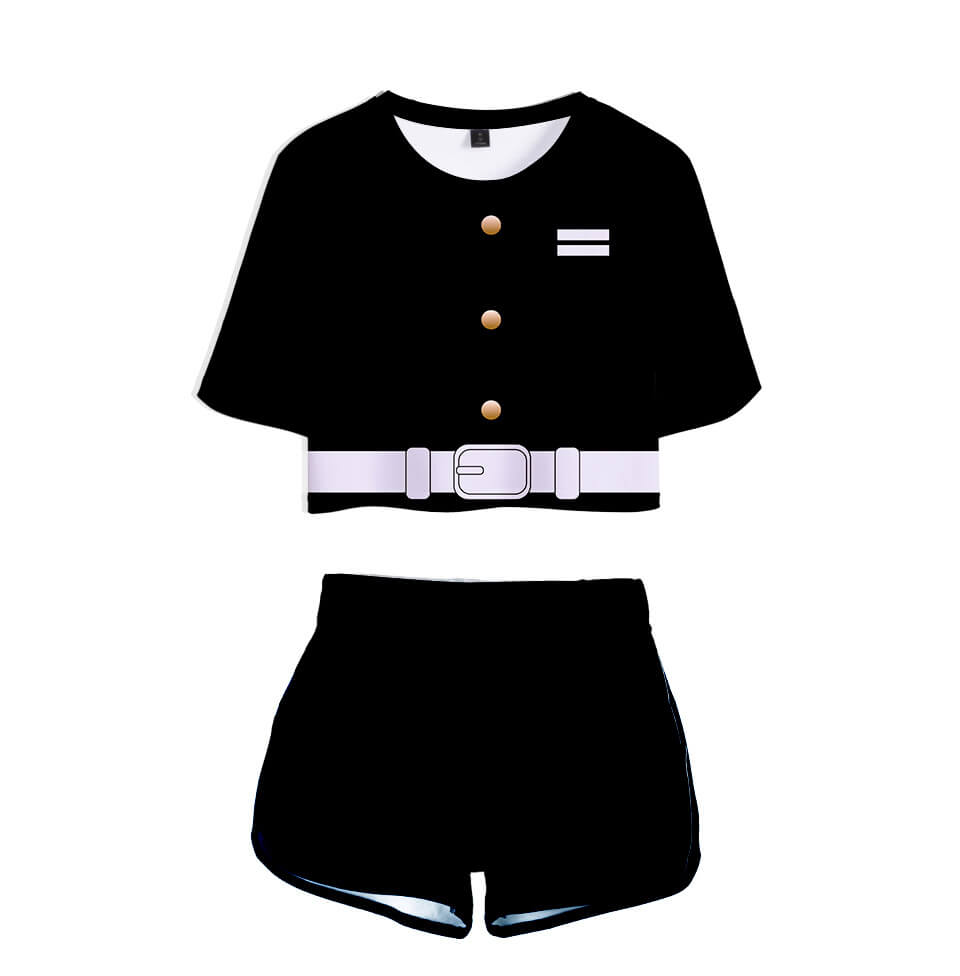 Kids Activewear Tanjiro Nezuko Running Suit Zenitsu Giyu Top and Shorts