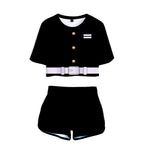 Kids Activewear Tanjiro Nezuko Running Suit Zenitsu Giyu Top and Shorts