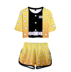 Kids Activewear Tanjiro Nezuko Running Suit Zenitsu Giyu Top and Shorts