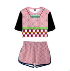 Kids Activewear Tanjiro Nezuko Running Suit Zenitsu Giyu Top and Shorts