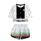 Kids Activewear Tanjiro Nezuko Running Suit Zenitsu Giyu Top and Shorts