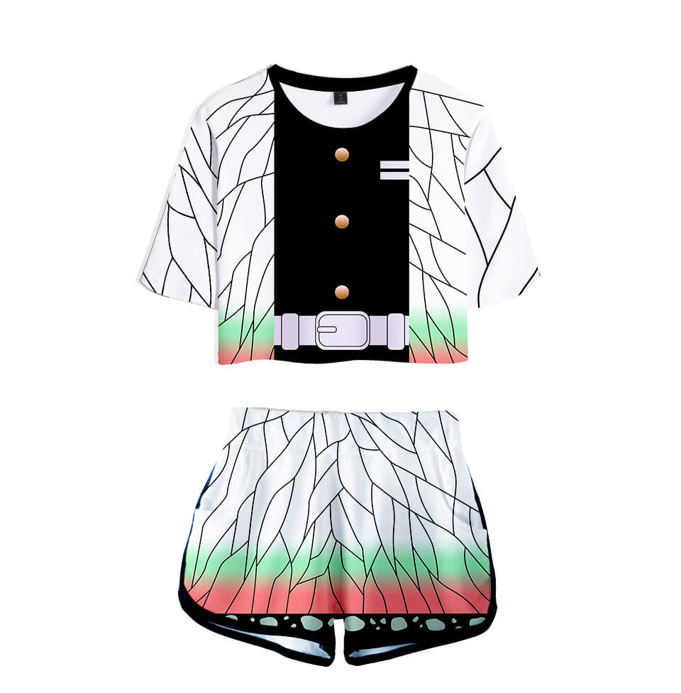 Tanjiro Nezuko Running Suit Zenitsu Giyu Top and Shorts Halloween Activewear
