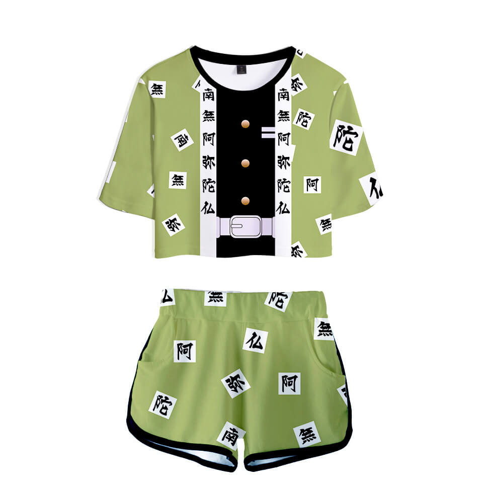 Kids Activewear Tanjiro Nezuko Running Suit Zenitsu Giyu Top and Shorts