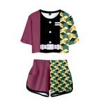 Tanjiro Nezuko Running Suit Zenitsu Giyu Top and Shorts Halloween Activewear