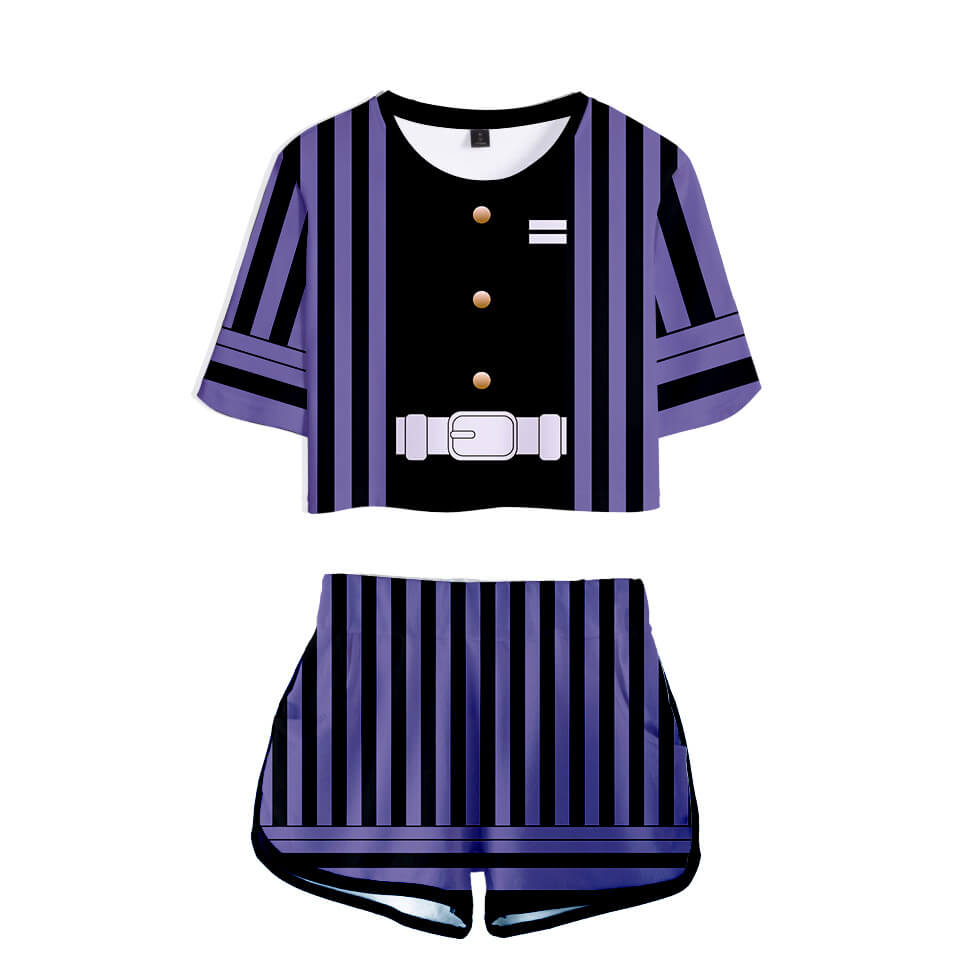 Kids Activewear Tanjiro Nezuko Running Suit Zenitsu Giyu Top and Shorts