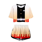 Tanjiro Nezuko Running Suit Zenitsu Giyu Top and Shorts Halloween Activewear