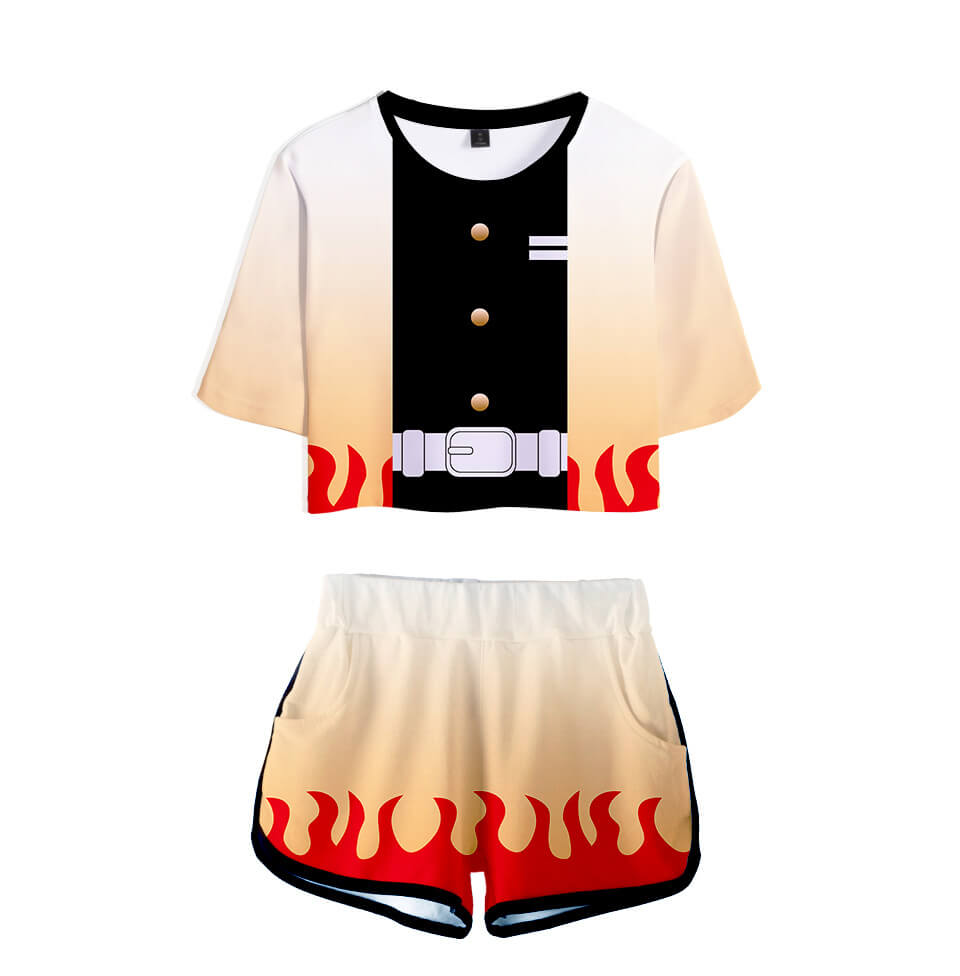 Tanjiro Nezuko Running Suit Zenitsu Giyu Top and Shorts Halloween Activewear