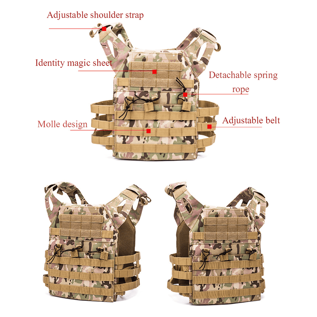 Tactical MOLLE Vest Airsoft Paintball Vest Adjustable CS Field Training Vest Chest Protector