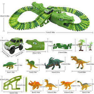 Dinosaur Racing Track Flexible Railway Toys 153pcs Create A Dinosaur World Road Race for Kids