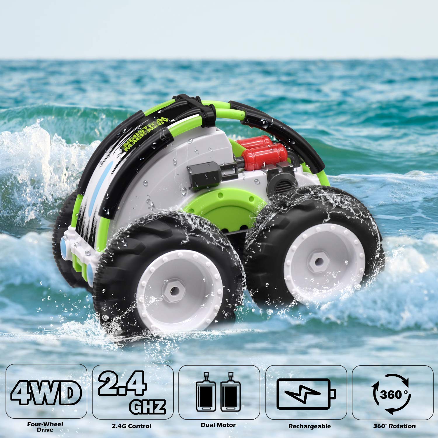 4WD Double Sided 360° Flip and Spin Stunt Amphibious Remote Control Racing Drift Car