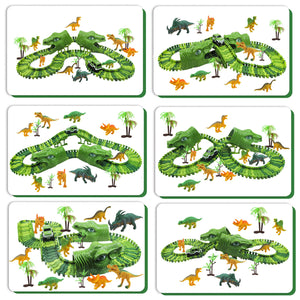 Dinosaur Racing Track Flexible Railway Toys 153pcs Create A Dinosaur World Road Race for Kids