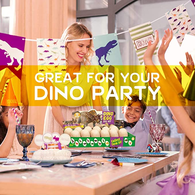 Dinosaur Eggs Dig Kits -12 Dinosaur Excavation Kits with 12 Unique Dinosaur Toys