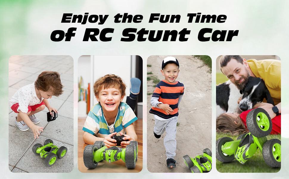 Kid RC Drift Cars 2.4G Remote Control Car Double Side 360 degrees Stunt Racing Car