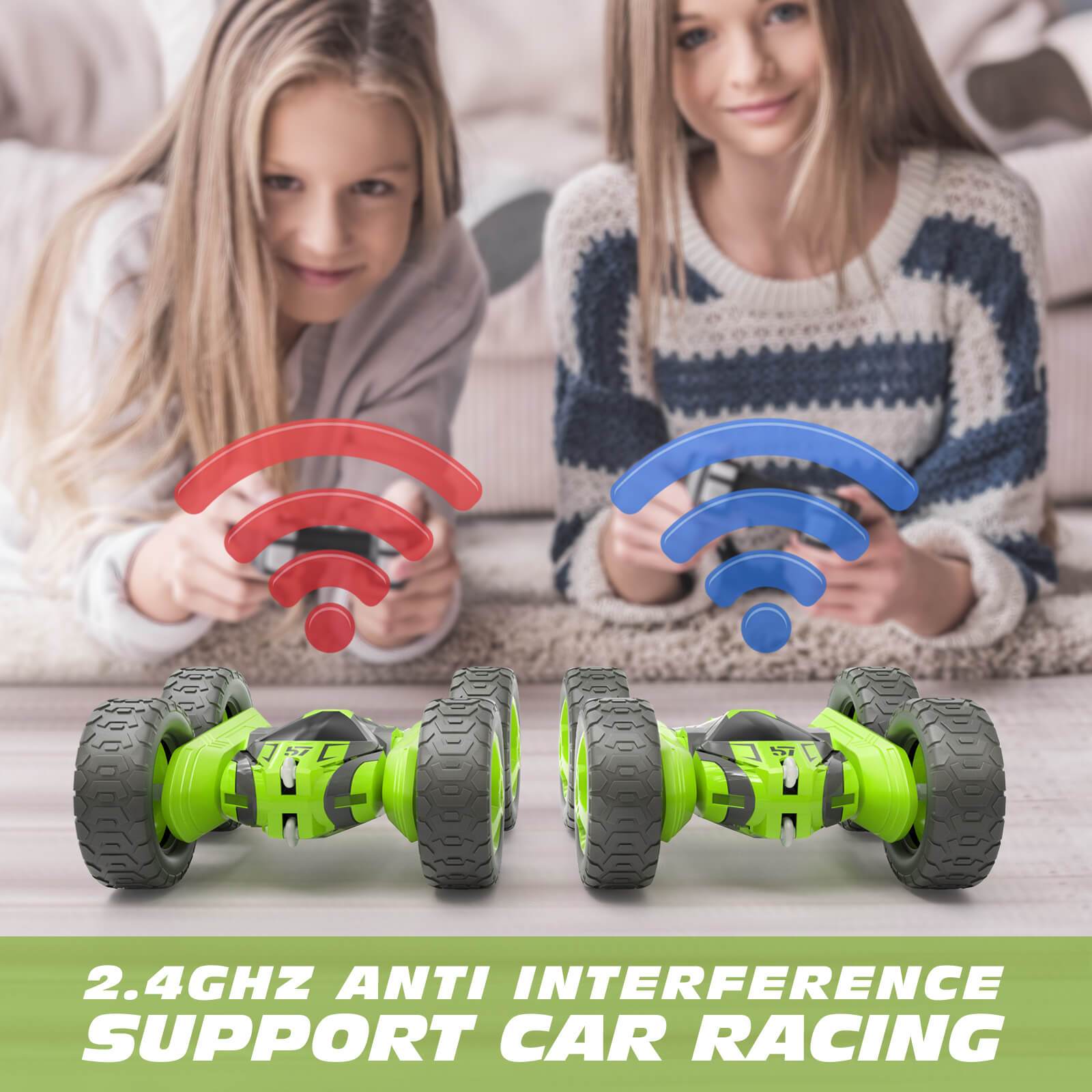 Kid RC Drift Cars 2.4G Remote Control Car Double Side 360 degrees Stunt Racing Car