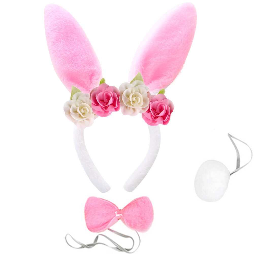 Kids Cute Tutu Dress with Ears Headband Bow Ties Tail Set Bunny Costume