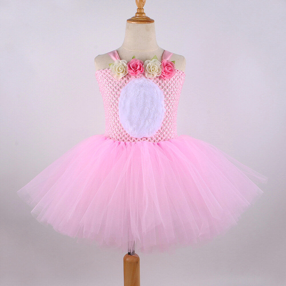 Kids Cute Tutu Dress with Ears Headband Bow Ties Tail Set Bunny Costume