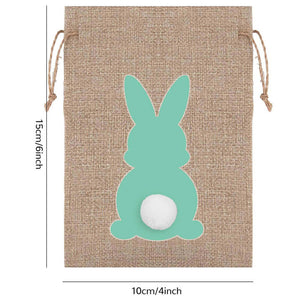 Easter Burlap Bags Bunny Treat Bags Drawstring Linen Goody Bags for Easter Party Favor
