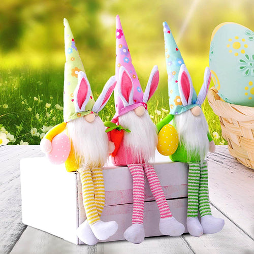 3Pcs Elf Doll Long Legs with Egg Rudolf Doll  DIY Happy Party Decor For Home