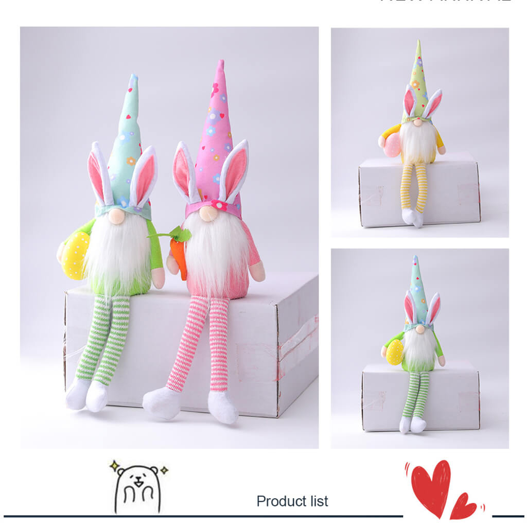 3Pcs Elf Doll Long Legs with Egg Rudolf Doll  DIY Happy Party Decor For Home