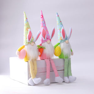 3Pcs Elf Doll Long Legs with Egg Rudolf Doll  DIY Happy Party Decor For Home