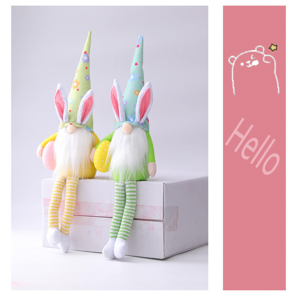 3Pcs Elf Doll Long Legs with Egg Rudolf Doll  DIY Happy Party Decor For Home