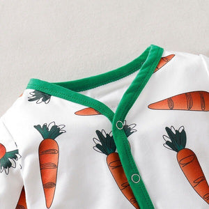 Baby Easter Bunny Costume Toddler Carrot Printed Romper and Bunny Rabbit Ears Hat Suit