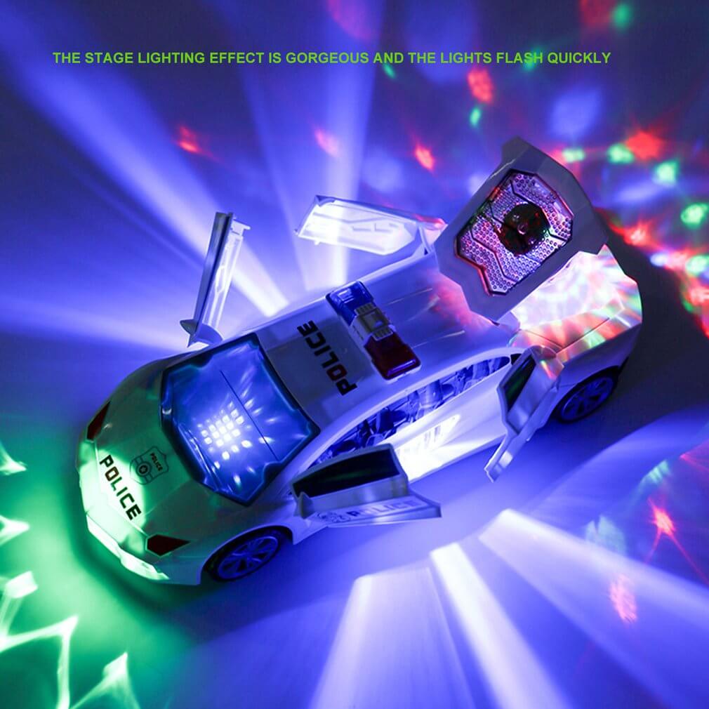 Electronic Police Car Toy with 360 Degree Rotary Wheel Cool Lighting Sirens Sound and Rotation